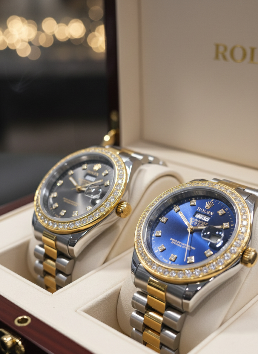 Rolex Datejust 36mm Two-tone Custom Blue Dial Oyster Bracelet Watch Deep Blue Sunburst Dial Watch
